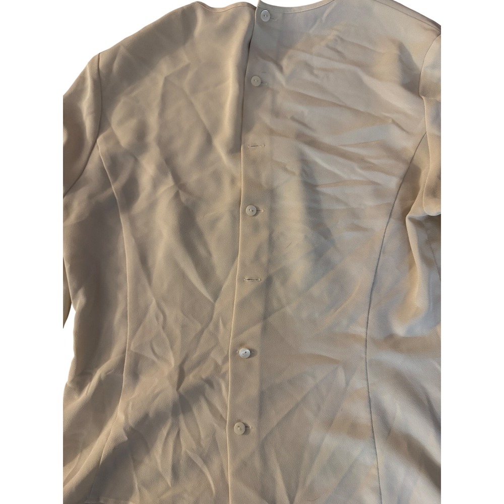 Burberrys Vintage Cream Long Sleeve Button Back Blouse Tailored Crepe Top - Picture 7 of 10